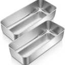 P&P CHEF Loaf Pans for Baking Bread, 12 x 5 Inch Large Stainless Steel Bread Loaf Pan Tins for Homemade Meatloaf Cake Brownies, Healthy & Sturdy, Oven & Dishwasher Safe, 2Pcs