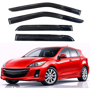 KPY Rain Guards Fit for 2010-2013 Mazda 3 Hatchback, Out-Channel Window Visors Vent Wind Deflectors 4PC, Car Accessories for 10-13 Mazda 3 Hatchback (Excludes Sedan)