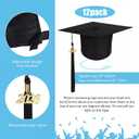 Berlune 12 Pieces Matte Graduation Cap 2026 Tassel Adjustable Mortarboard Graduation Hat for High School Bachelor Adult