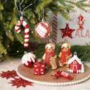 SHareconn 65pcs Christmas Tree Ornaments Set, Shatterproof Christmas Gingerbread Man Balls Bulk Gift Boxes, Hanging Plastic Decorative Baubles for Xmas Trees Decorations, Holiday Party, Red White (65CT)