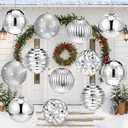 Poen 12 Pcs 6 Inch Extra Large Christmas Ball Ornaments Outdoor Christmas Tree Decoration Hanging Plastic Balls Oversized Glitter Xmas Balls for Outside Lawn Yard Tree Decoration (Bright Silver)