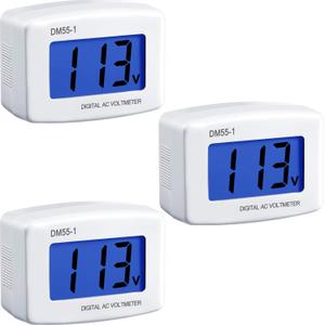 Voltage Test Monitor Flat US Plug AC 80-300V LCD Digital Voltmeter Panel Power Volt Test Monitor Gauge Meter for Household Plug Outlet(3 Pieces)