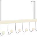 TOPIA HANGER Over The Door Hooks for Hanging, Towel Hooks Towel Racks for Bathroom, Coat Hooks Coat Rack Over The Door Organizer Hanging, Wooden Door Hangers for Coat Towel Hat Purse CT71W (Creamwhite)