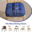 IASEAHK Chair Cushions for Dining Chairs, Dining Chair Cushions, Tufted Indoor Chair Pads with Ties & Non Slip Backing, Seat Cushions for Kitchen Chairs 16.5 x 16.5 x 3.5, Set of 6, Navy Blue