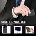 RESPECTED BRO Mens Wallet Card Holder, RFID Blocking Credit Card Holder, Minimalist Mens Wallet with Pop-Up Aluminum Case, Holds 57 Cards, Stylish & Durable (Black)