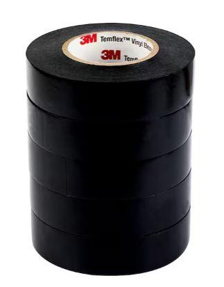 Temflex 3/4 in. x 60 ft. 1700 Electrical Tape Black (5-Pack)