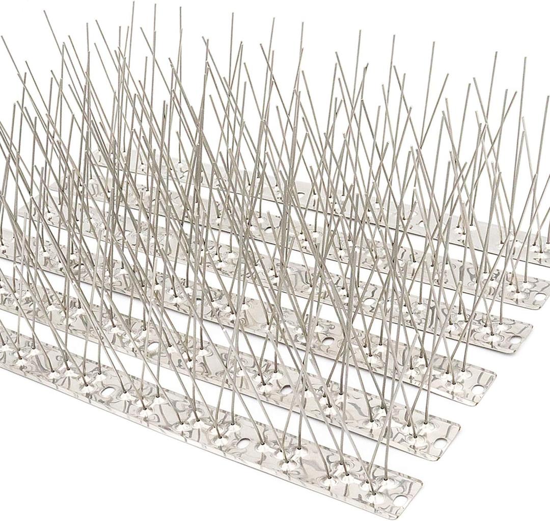 Bird Spikes for Pigeons 304 Stainless Steel Small Birds Anti Bird Spike Metal Bird Deterrent Spikes Fence Spikes Cover 25 Feet (23 Pack Uninstalled)