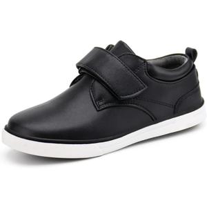 firelli Boys Loafers Hook and Loop School Uniform Dress Shoes Kids Casual Oxford Shoes (4 Big Kid, Black)