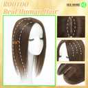 Rootoo Hair Toppers for Women Real Human Hair, 14 Inch Realistic Biological Scalp Topper Hair Pieces for Women with Thinning Hair, Clip in Curtain Bangs Big Base 360 Cover (Medium Brown, 16 Inch)