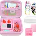 Hard Travel Case Compatible with Yoto Mini Player,Includes Silicone Cover,102 Self-Adhesive Labels and 10 Hanging Rings,yoto Cards Holder Designed Specifically for Yoto Cards and Accessories (Pink)