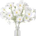 IPOPU White Daisy Flowers Artificial Cosmos 5PCS White Fake Wildflowers 24.5" Silk Flowers with Stems for Home Decor Indoor Artificial Daisies for Wedding Bouquets Floral Craft