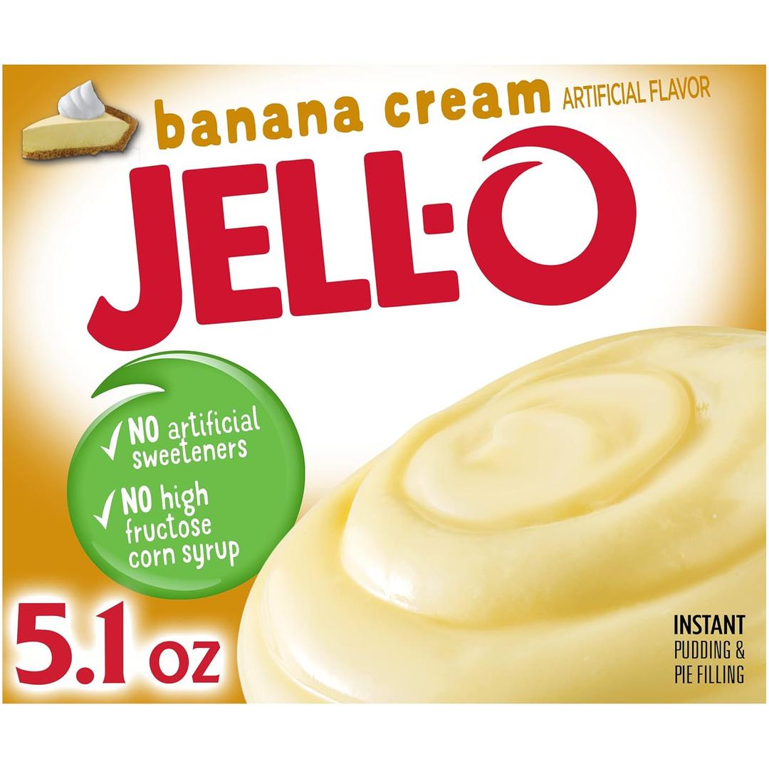Jell-O Banana Cream Instant Pudding & Pie Filling Mix (24 ct Pack, 5.1 oz Boxes), Best By: 20 JUL 2027