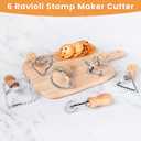 6PCS Ravioli Stamp Maker Cutter,Roller Wheel Included,Pasta Maker Mold with Wooden Handle and Fluted Edge,5 Different Shape Cutters,for Ravioli,Pasta,Dumplings Lasagna,Pierogi