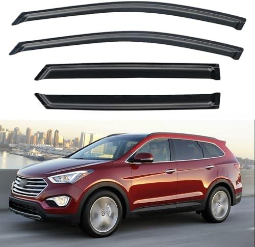 Window Visors Rain Guards Shield for 2013-2018 Hyundai Santa Fe, Out-Channel Window Vent Wind Deflectors Visors Shades for 13-18 Santa Fe (EXCLUDES Santa FE XL)