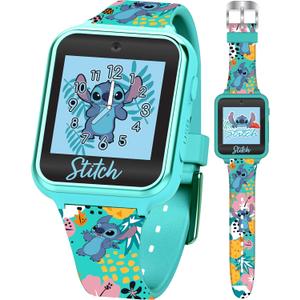 Disney Stitch Kids Smartwatch with Touchscreen, Camera, Games, Timer, Step Counter, Alarm & Calculator  Fun Interactive Watch with 10 Faces & Printed Silicone Strap  Fits Wrists 5.5" to 8" (Turquoise)