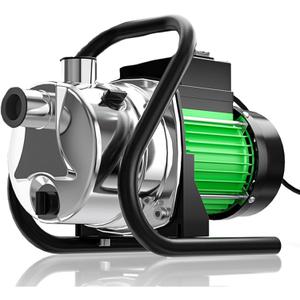 Water Transfer Pump 110V Shallow Well Pump 1.2HP 1200GPH Electric Portable Garden Pressure Booster Pumps for Sprinkler Irrigation Lawn with Adapters, Green