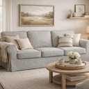 Ektorp 3 Seat Sofa Cotton Cover Replacement Slipcover Compatible with IKEA Ektorp Sofa Cover (Polyester Flax Sofa)