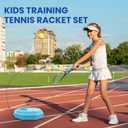 Kids Tennis Rackets Training Set - 7-in-1 Youth Tennis Racket Set, 2 pcs 19″ Rackets,1Tennis Trainer & 2Rebound Balls&1tennis Ball,Tennis Racquet Set for Beginners & Family Activities