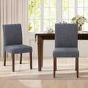 Upholstered Parsons Dining Chairs Set of 2, Modern Dining Room Chairs with Back, Fabric Kitchen Side Chairs with Wood Legs for Dinner Farmhouse Restaurant, Dark Grey