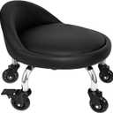 Rolling Stool with Backrest 450 Lbs High Weight Capacity PU Leather Roller Seat and Heavy-Duty Crystal Universal Wheels for Men Women Boy Girl Furniture Gift, Home Office Black (A-black With Back)