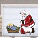 Christmas Kneeling Santa Nativity Sets Garage Door Decoration Magnets Large Nativity Scene Garage Door Magnets Christmas Garage Magnets Outdoor Stickers for Xmas Garage Door Decor