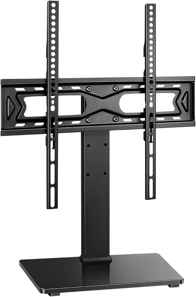 FURWOO Universal TV Stand for 27 to 65 inch LCD LED TVs 4 Level Height Adjustable TV Stand Base with Tempered Glass Base Table Top Stand Vesa 400x400mm