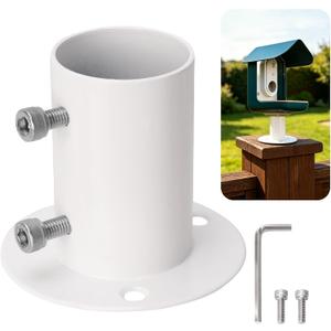Bird Feeder Fence Pole Mount Adapter, Metal Fence Post Base for Smart Bird Feeders, Durable WeatherResistant Bird Feeder Mounting Bracket, Excluding the Installation Screws