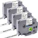 4PK Tz Tape 12mm 0.47 Laminated Clear TZe-131 TZe131 Compatible for Brother Label Maker Tape 12mm 0.47 Clear TZ-131 1/2 inch x 26.2 ft, for P Touch PTD210 PTD200 PT-D220 PTH100 PTH110 (Black on Clear)