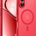 TOCOL for 17 Case, Full Camera Protection, Built-in Magnetic Ring, Compatible with Magsafe Charger, Drop Protection, Translucent Matte Phone Case for Phone 17 6.3 inch (Red)