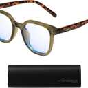 AMBEYE TR90 Oversized Blue Light Blocking Glasses for Gaming, Office & Reading, Anti UV Protective Glasses for Drivers, Outdoor Activities, Men & Women(Green + Tortoiseshell)