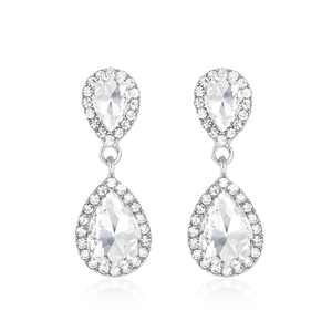 Vintage Rhinestone Teardrop Dangle Earrings Sparkle Crystal Bridal Earrings for Brides Bridesmaides Statement Drop Earrings for Women Wedding Formal Prom