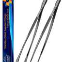 JETKONG 1 Pc 12-Inch Food Tweezer Tongs, Stainless Steel Kitchen Tweezer Cooking Tweezers (Black)