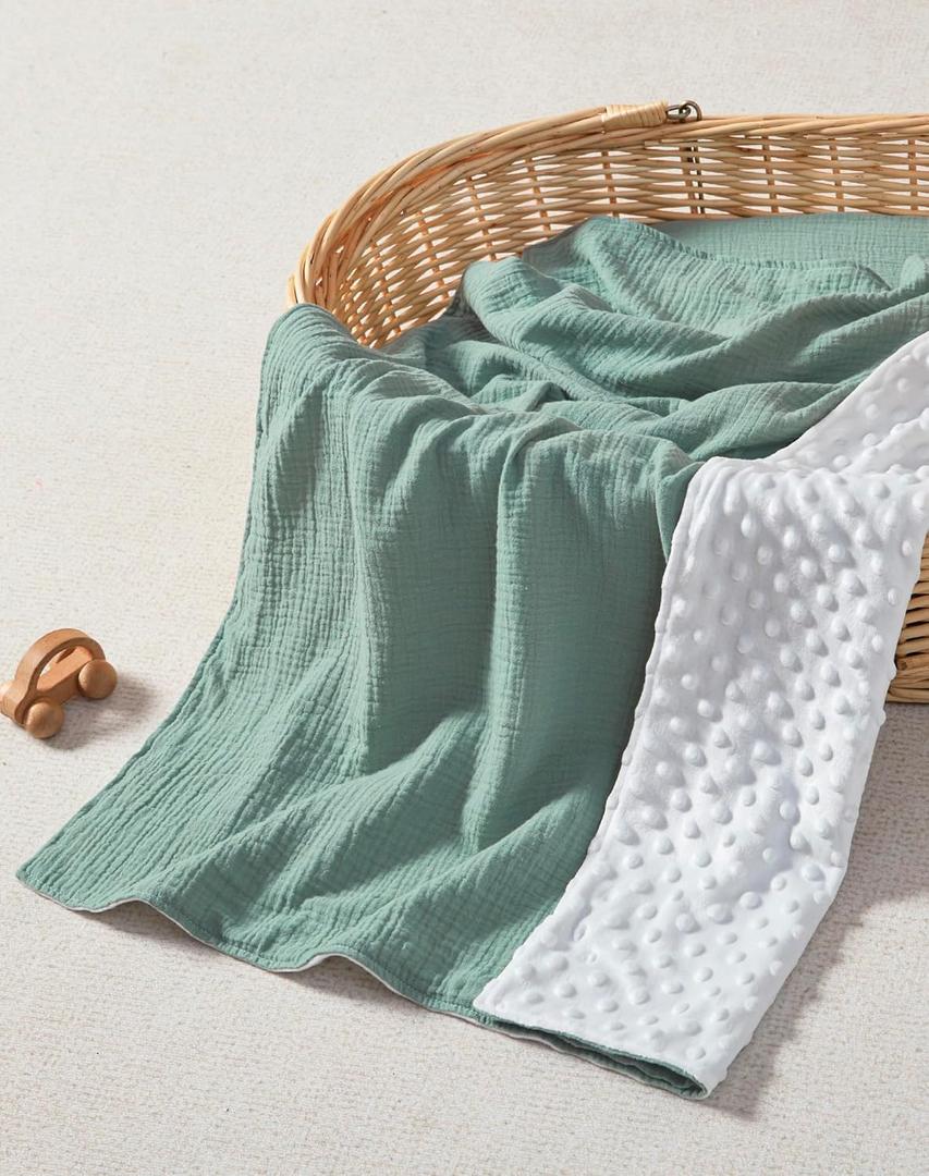 JELLYMONI Muslin Baby Blanket for Newborns, Double-Layer Soothing Raised Dots, Ultra-Soft Lightweight Receiving Blanket 1-Pack, Breathable Nursery Swaddle, 30x40 Inch