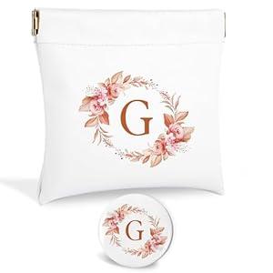 Initial Letter Pocket Cosmetic Bag, Pouches for Purse, Makeup Bag with Mirror, Purse Makeup Bag for Women Cosmetics Jewelry Charging Cable, Bridesmaid Gifts, Bridal Shower Gift Bags, Birthday Gifts-G
