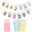 Buryeah Pastel 1st Birthday Photo Banner for Baby from Newborn to 12 Months Macaron One Year Photo Banner with Frame First Birthday Party Decorations for Girl Monthly Milestones Garland (Light Color)