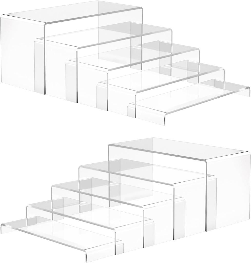 ANDGOO 10 Pack Large Acrylic Display Stands, 2 Set(10L~11L~12L) Perfume Stand Organizer, Clear Cupcake Stand, Display Risers for Retail Stores Special Events Exhibitions Home Decoration