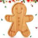 Bokon 12" Gingerbread Christmas Charcuterie Board Wooden Cutting Board Xmas Serving Platter Tray Cookie Plate for Cheese Bread Dessert Fruit, Gift for Christmas Party Holiday Decoration(Rubber Wood)