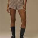 Women's Micro Mini Gingham Shorts Mid Rise Mini Shorts Vintage Summer Outfits (Beige, L)