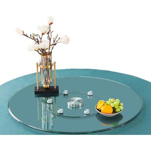 24in Glass Lazy Susan Turntable for Dining Table Top, Serving Plate Rotating Tray Spices Storage Holder Organizer Centerpiece for Family Gatherings Weddings Banquets (23.62in)