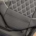 Front Seat Covers Chevy Silverado GMC Sierra Pickup Trail Boss Z71 Custom Fit 2007-2026 1500 2500HD 3500HD Crew Double Extended Cab Waterproof Leather Seat Protectors(2 PCS Front, Black-White)