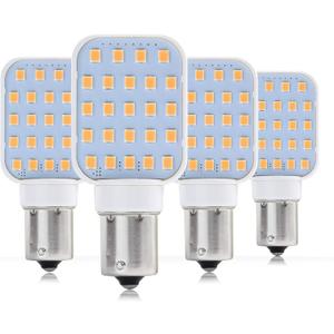 Leisure LED 4 Pack RV Interior LED Light Rotating Bulb Super Bright 312 Lumen 1141 1156 BA15S 24-SMD Camper Trailer Lamp Bulb 10-30V Warm White (4-Pack)