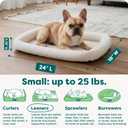 FurHaven Dog Bed for Small Dogs & Cats, Bolster Crate Pad with Soft Supportive Base for Carriers & Kennels, Machine Washable, Small, Sherpa Fleece, Cream