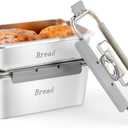 2 Pcs Bread Box for Kitchen Counter, Time Recording Bread Storage Container with Airtight Lid, Large Capacity Stainless Steel Fresh Keeping Box for Vegetable Fruit (13.39 x 7.28 x 5.51 Inch)