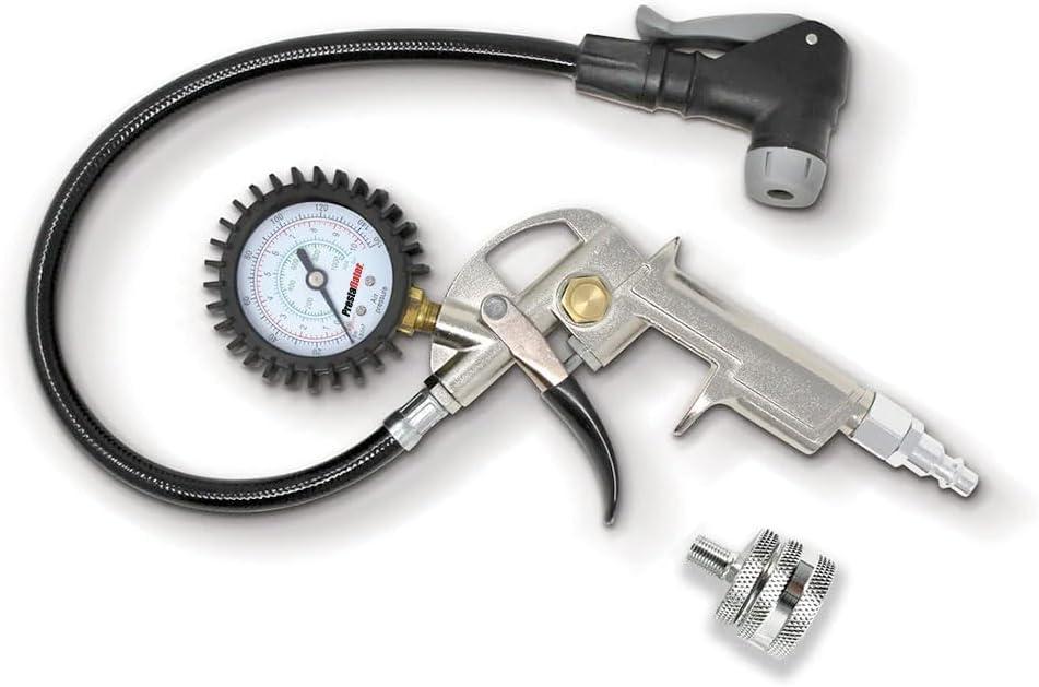 Prestaflator ECO Bike Tire Inflator with Analog Pressure Gauge, Presta & Schrader Valves, Portable Bike Air Compressor for Tubeless, Road & Automotive Tires, Handheld Tire Inflator Tool