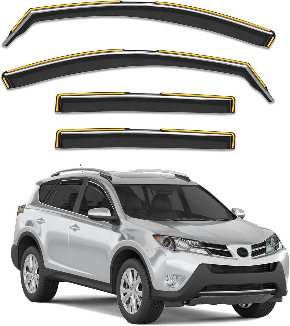 in-Channel Window Rain Guards Fit for Toyota RAV4 2013 2014 2015 2016 2017 2018, Rain Guards, Visors Vent Visors Window Deflector for 13-18 Toyota RAV 4, Vent Shades Car Accessories -4 pcs