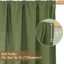 LAMIT Linen Curtains 45 Inch Length 2 Panels Set for Bedroom, Light Filtering Semi Sheer Neutral Short Decorative Window Rod Pocket Christmas Decor Drapes for RV/Basement, 42 X 45 Inch, Olive Green