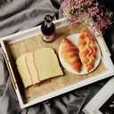 JJSQYLAN Wooden Serving Tray with Handles Rectangle Breakfast Tray for Coffee Table Decorative Ottoman Tray 16x 12 for All Occasion's (White)
