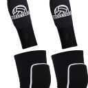 obmwang 2 Pieces Volleyball Accessories Including Volleyball Knee Pads and Volleyball Arm Sleeves with Protection Pads and Thumb Hole for Women Girls Teens Volleyball Training (Black)