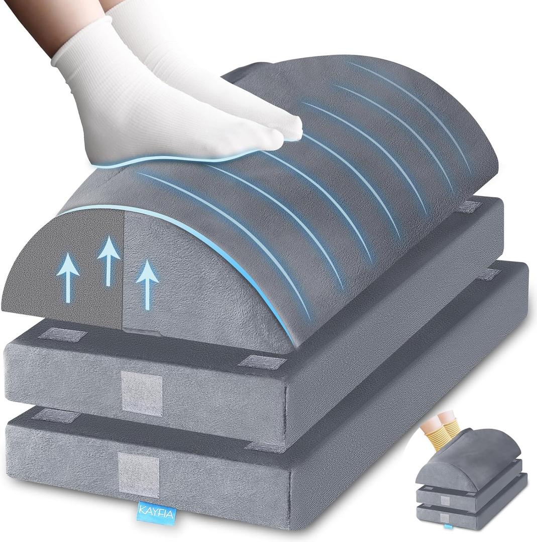 XXL(20in) Foot Rest for Under Desk at Work with 3 Adjustable Heights, Foot Stool with Bamboo Charcoal Foam, Feet Warm Pocket Footrest for Office Gaming Chair, for Leg Support -Gray (Grey)