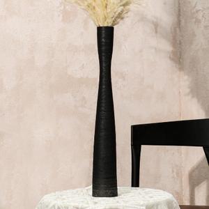 2 x Nuogo 20'' Black Tall Floor Vases Ceramic Skinny Long Vase for Pampas Grass Modern Minimalist Tall Flower for Fireplace Living Room Home Decor